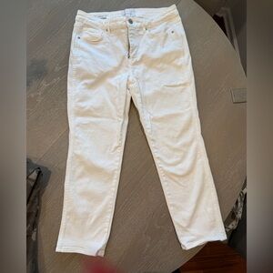 White House Black Market White High Rise Cropped Denim Pants